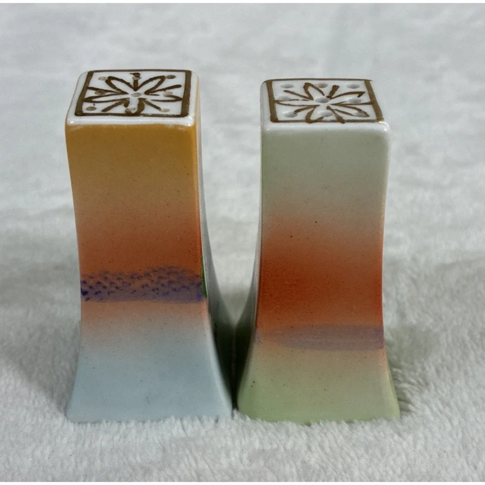 Vintage Hand Painted Japan Salt & Pepper Shakers Trees at Sunset Bnfts Charity